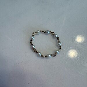 Delicate Pearl and Gold Flexible Ring